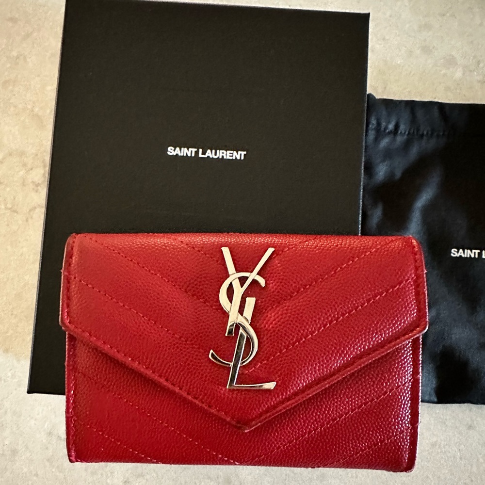 YSL Red Chevron Envelope Wallet